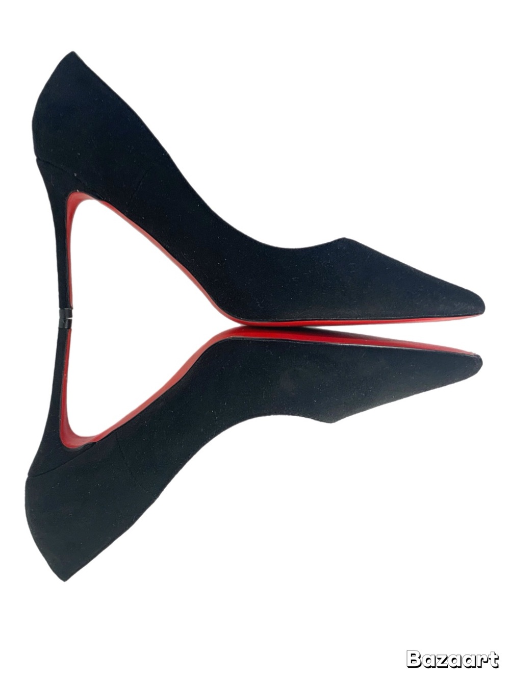 Christian Louboutin Black Pointed Toe Suede Pump with red bottom sz 43 - Picture 6 of 7